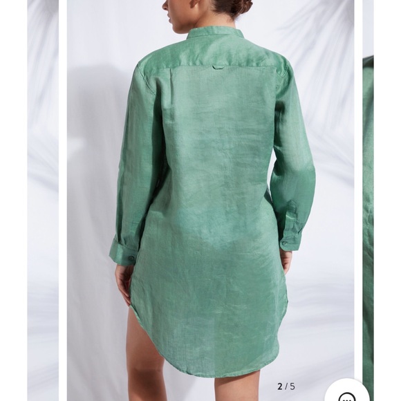 CALZEDONIA LINEN SHIRT/COVER UP - GREEN - Picture 3 of 7